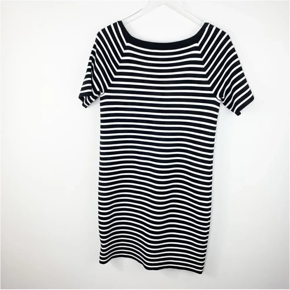 Michael Kors Short Sleeve Black and White Striped T-Shirt Dress‎